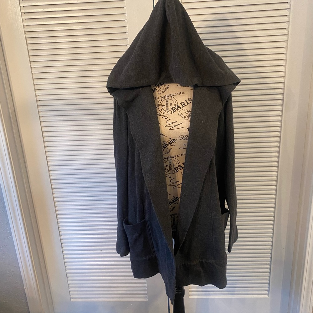 Cozy open front sweater with hood